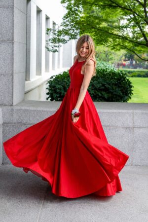 scarlet-flowy-evening-dress
